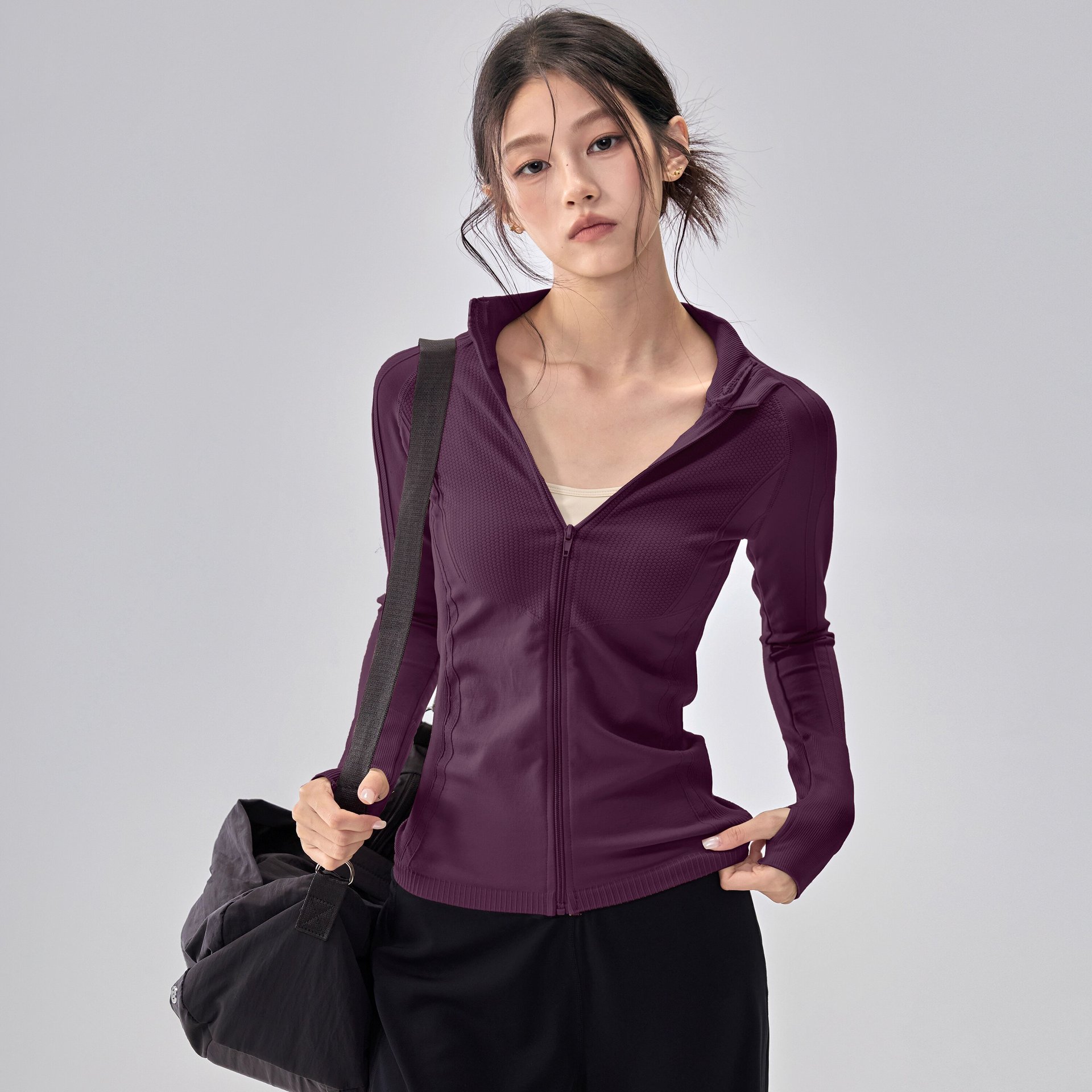 Yoyo Recommended Yoga For Women Pilates Training Fitness Wear Compression Stand Collar Active Jacket Long Sleeve Autumn_voghion.com