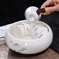 Бараниное жир tea промывание большой водяной стакан белая фарфоровая чайная чашка чаша чайный остаток цилиндр чайная церемония кунг-фу чайный набор промывание цилиндра