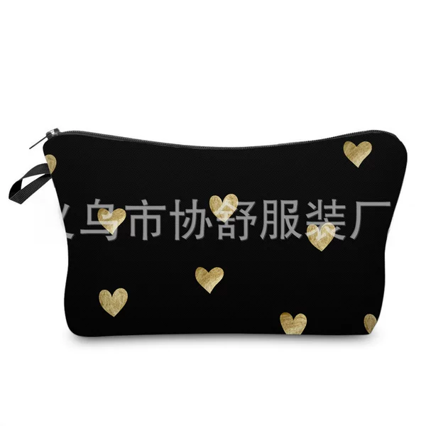 Amazon Hd Hot Selling Christmas Black Love Cosmetic Bag European and American Ladies Daily Clutch Storage Toiletries Bag