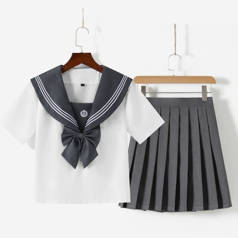 Factory Direct Delivery After-Sales Service Gray Three-Piece Authentic Japanese Jk Uniform Female Sailor Suit Jk School-Style Pleated Skirt Jk Skirt
