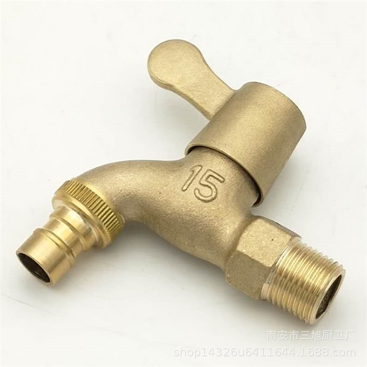 Factory wholesale brass natural color washing machine quick tap 4 points 6 points before and after one in and two out brass tap Factory wholesale brass natural color washing machine quick tap 4 points 6 points before and after one in and two out brass tap