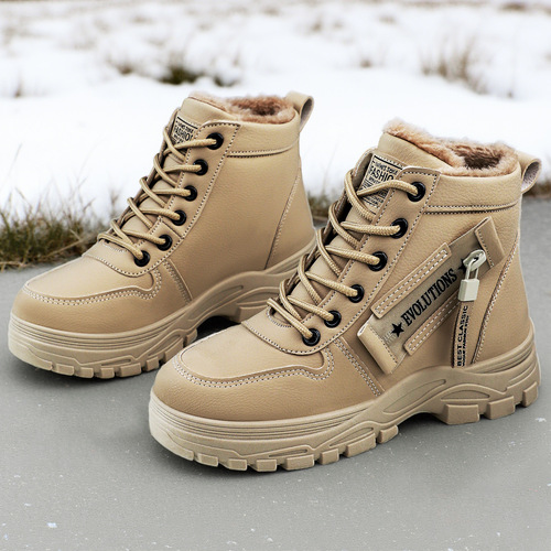 Women's New Snow Boots Stylish Warm Fleece-lined Thick Cotton Waterproof Lined Mid-calf Boots with Buckles