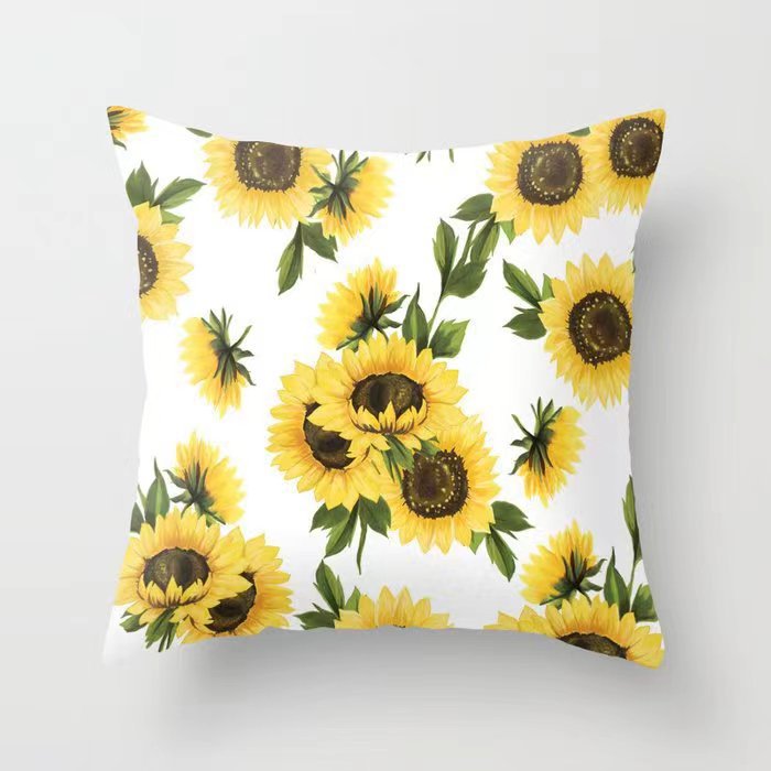 Girasol amarillo girasol funda de almohada Nordic casa estilo melocotón piel sofá del coche cojín cubierta image 3