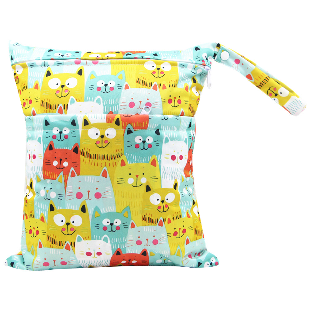 Asenappy bolsa de pañales 30*36cm bebé doble cremallera impresión impermeable bolsa de pañales cien tipos de impresión en stock