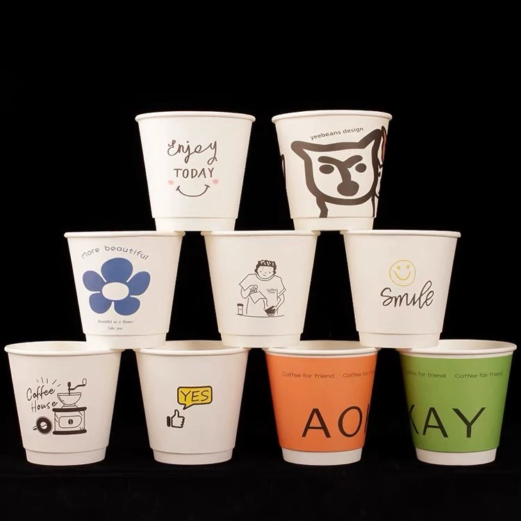 Одноразовая кофейная чашка с крышкой, небольшая коммерческая утолщенная бумажная чашка для горячего напитка на вынос, индивидуальный печатный логотип