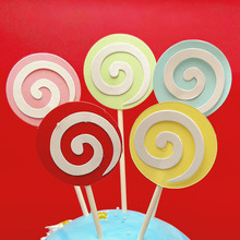 双层棒棒糖插件蛋糕装饰烘焙甜品台生日派对多色系列插牌5枚装