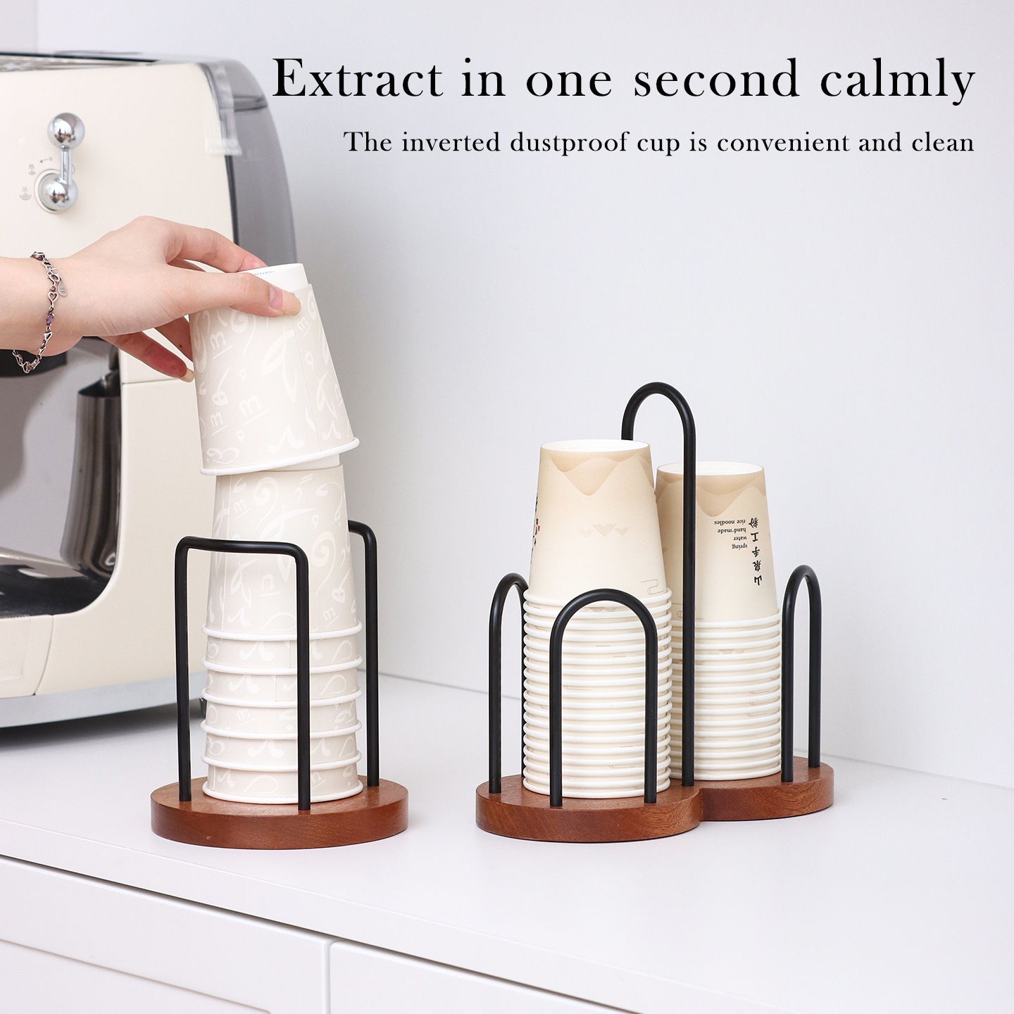 Taza de papel de alto valor de cara desechable taza de taza de mesa de té almacenamiento rack taza de café taza de té rack