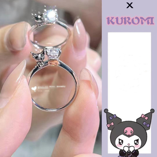 Little Red Book's same style Kuromi ring for women, Sanrio cartoon doll ring, cute temperament, beautiful girl style