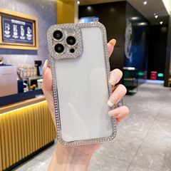 電鍍水鑽鏡頭全包11手機套適用於iphone15promax蘋果14pro手機殼