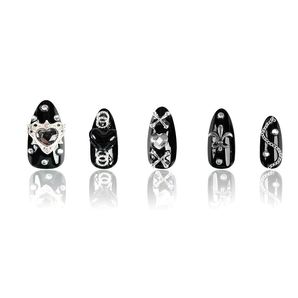 y2k oscuro departamento de chicas calientes de manicuras amor cadena de diamante de uñas pegado decodificado 10 piezas de fototerapia para usar uñas manuales image 6