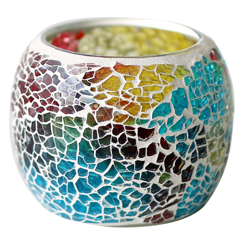 Candelabro de cristal estilo europeo con mosaico, decoración de boda y mesa, portavelas creativo de colores