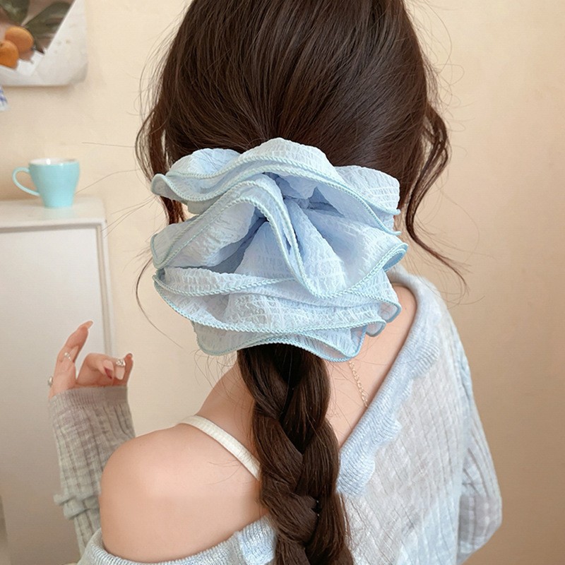 Encaje lazo para el cabello de intestino grueso de doble capa ins coreanos cuerda para el cabello de intestino grueso fresco y dulce en la parte posterior de la cabeza accesorios para el cabello femenino