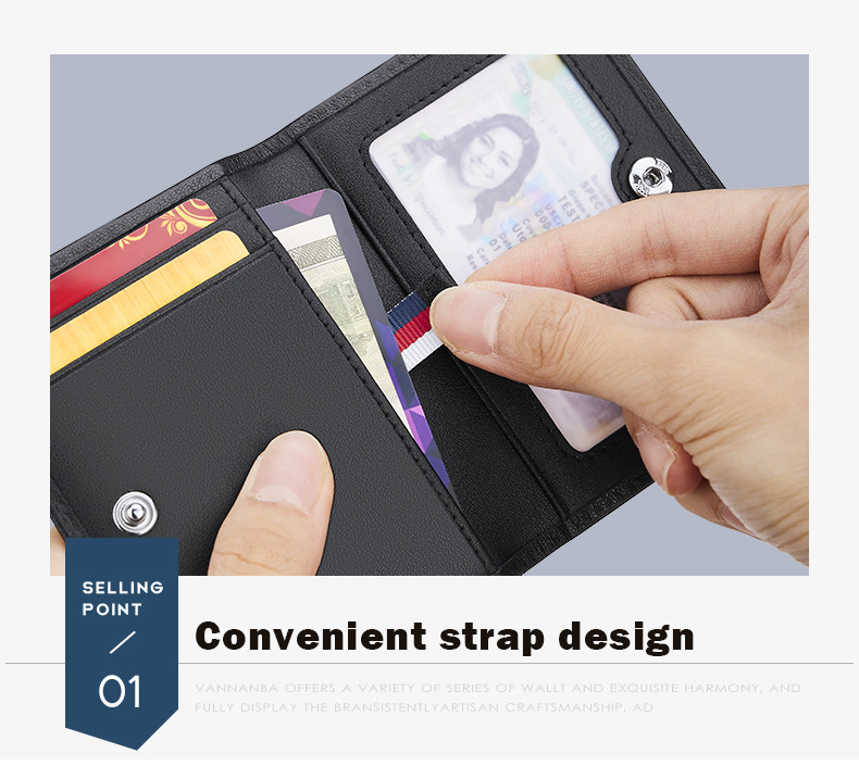 Ví card holder nam da bò thật mỏng nhẹ nhiều khe thẻ phong cách đầu hươu chi tiết 3