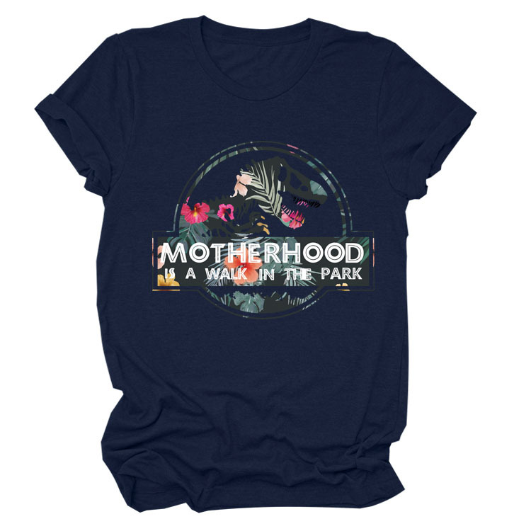 La maternidad es un paseo por el parque Amazon más tamaño cuello redondo Carta europea y americana camisa de manga corta
