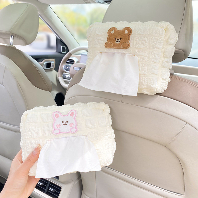 Caja de pañuelos para coche linda y sencilla caja de dibujo para coche colgante barandilla de almacenamiento de alta calidad suministros de decoración de coche