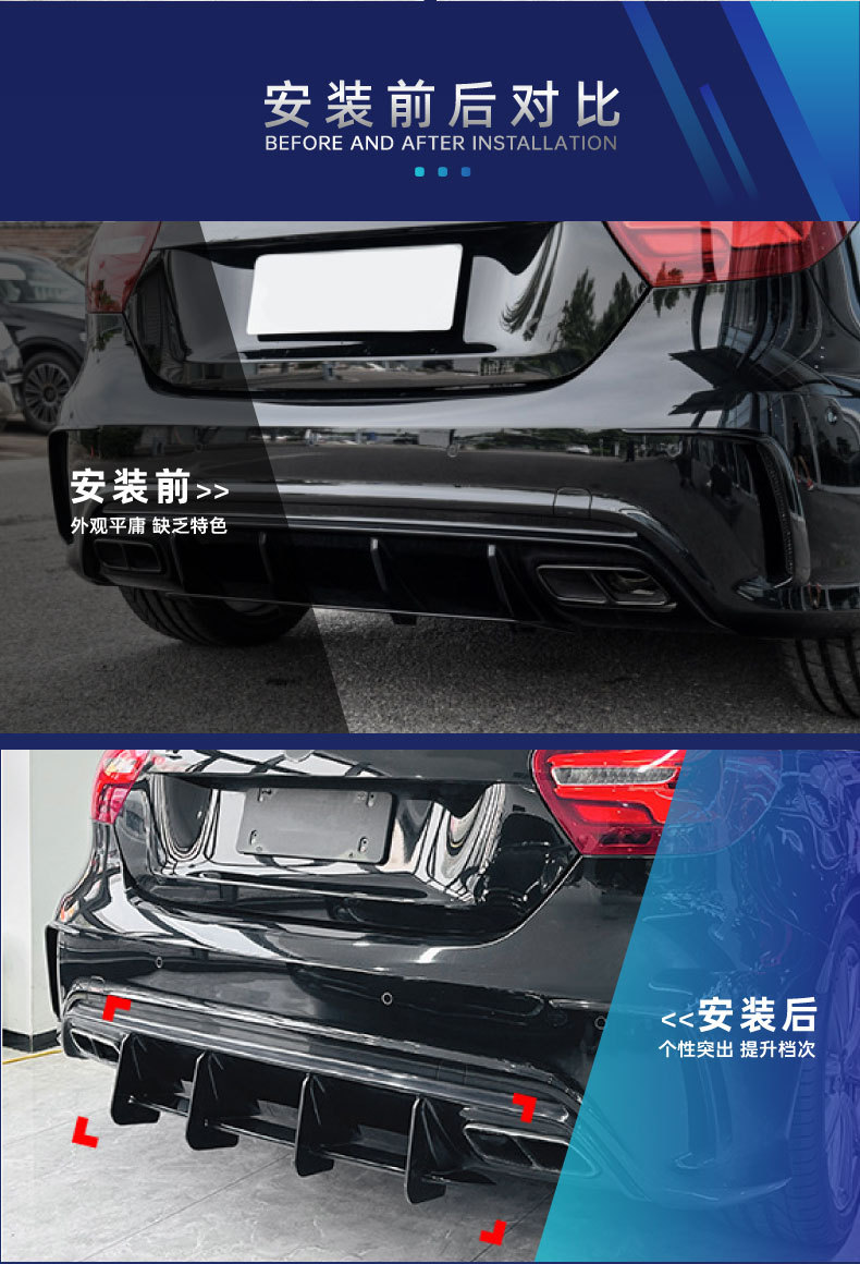 Suitable for Mercedes-Benz A-Class W176 A45 2013-18 Amg Tail Lip Rear Lip Blade Spoiler Cross-Border Modification