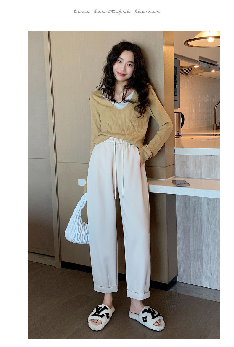 Grey sportswear pants, Minnie Spring and Autumn radish dad pants, loose straight-leg casual Harem sweatpants with flared cuffs pic 20