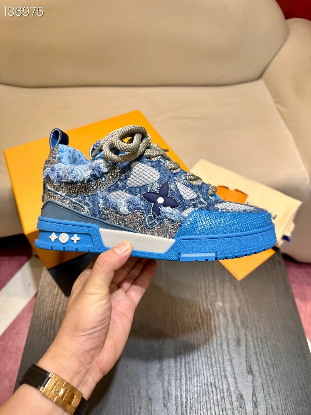 Louis Vuitton LV Skate Blue Monogram Denim Swarovski Crystals