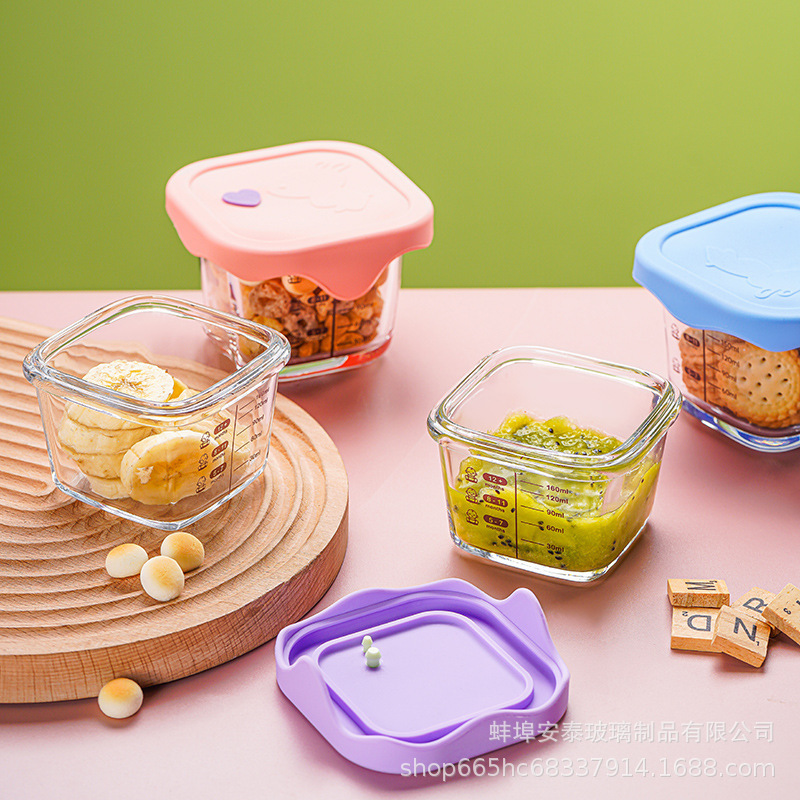 Baby Food Supplement Box, Heat-Resistant Glass, Steamable Egg Custard Bowl, Baby Food Supplement Bowl, Crisper Box, Mother and Baby Store Event Gift