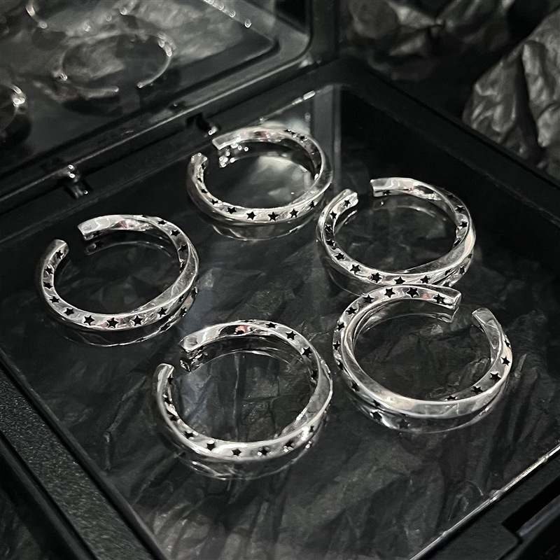 Vintage ster open ring voor dames elegant punk design_voghion.com