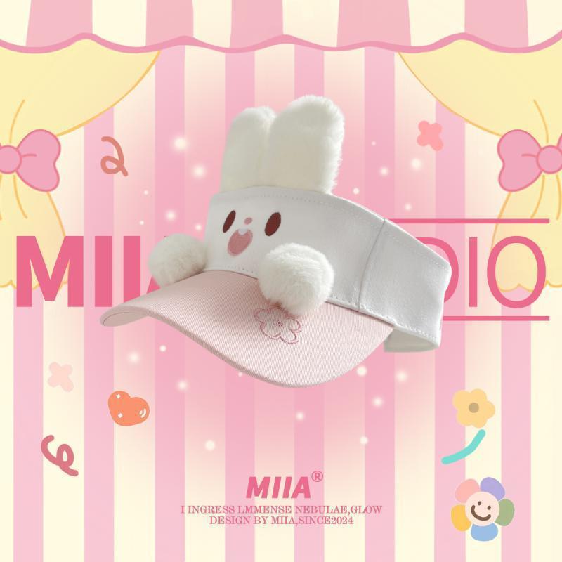 Sweet and Cute 3D Ears, Puppy Bunny, Summer Empty Top Children's Vacation Sunscreen Sun Hat, Sunshade Hat_voghion.com