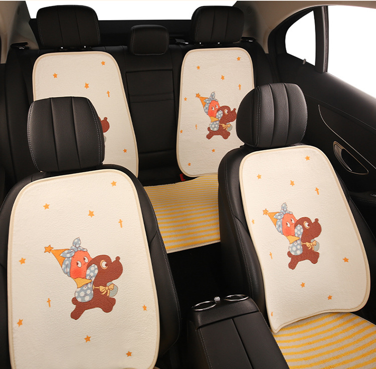 Winter Plush Thickened Car Seat Cushion Cartoon Five-Seat Universal