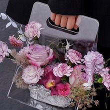 鲜花花盒外带diy情人节透明新年手提花盒花束包装礼盒送礼