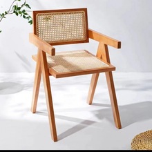 北欧高档简约现代款实木藤编椅子家用办公室咖啡厅椅子靠背椅
