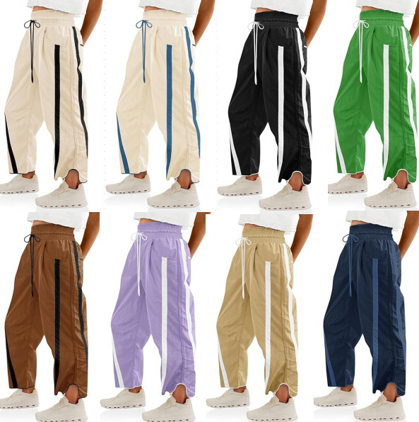 Amazon's New Casual Versatile Loose Drawstring Bucket Pants Women's Color-Block Workout Y2K Sweatpants