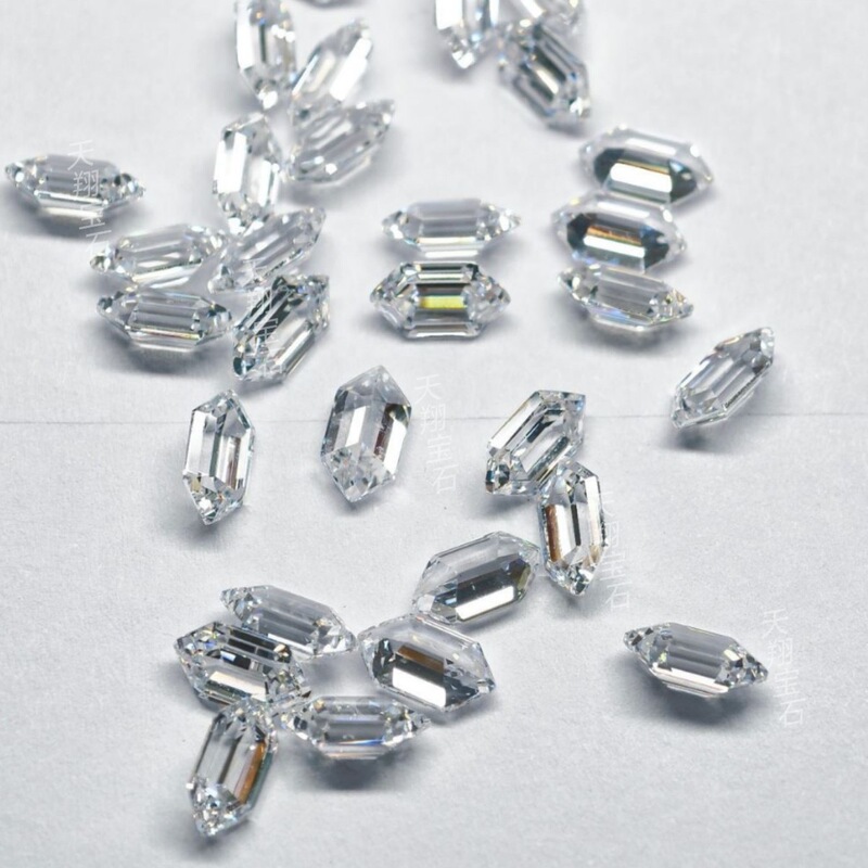 Tianxiang Gems Hot-Selling Double-Pointed Hexagonal 3A Cubic Zirconia Factory Wholesale