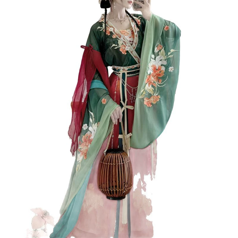Zui Shige [Xing Yunmeng Ying] Оригинальный ханфу, южно-северный стиль, широкие рукава кисточкой, поясная юбка, комплект из семи предметов, изящный, феерический, моделирующий фигуру