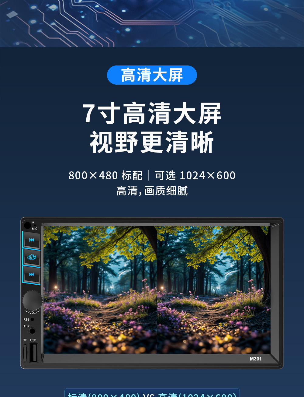 7inch MP5 Player Mobile Phone Connection Bluetooth Reverse Camera 12V/24V Universal Reverse Camera