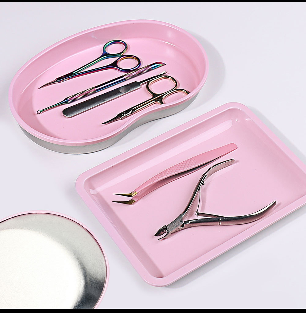 Four-Piece Stainless Steel Tray Set, Jewelry Storage Tray, Cosmetic Tray, Metal Plate Set, Nail Storage Box