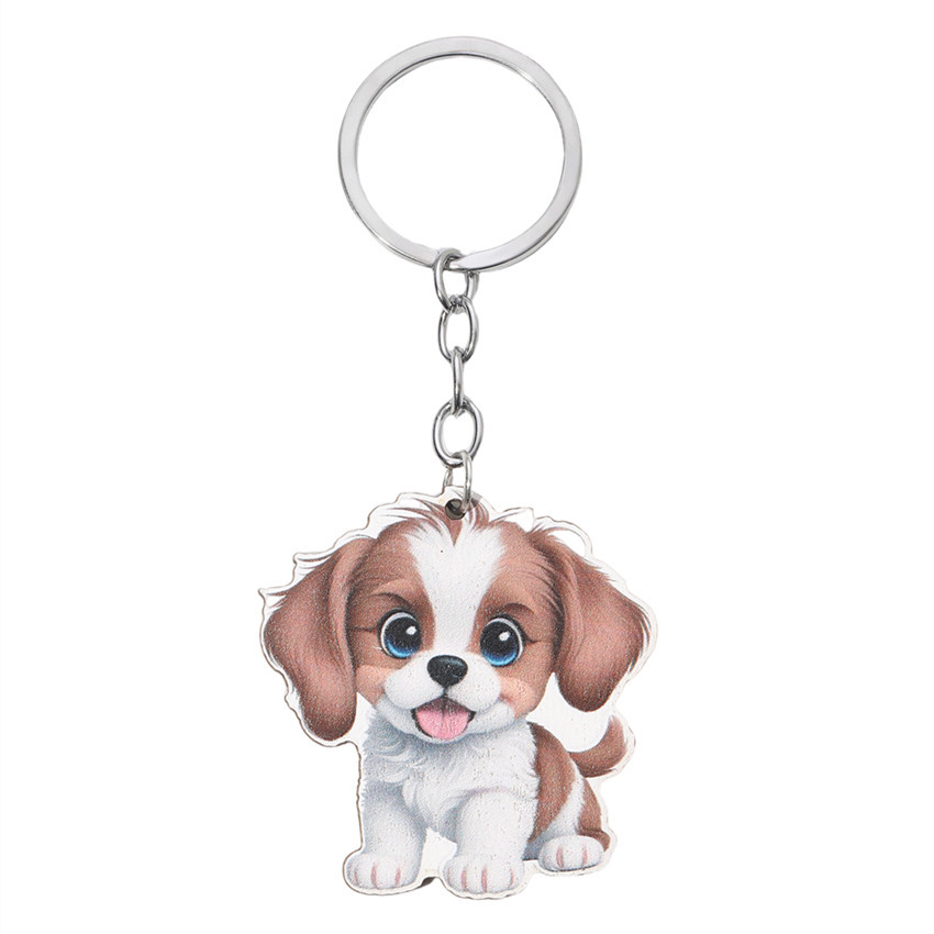 9g Weight Keychain Classification Daily Occasion Wood Material Dog Pattern Unisex Gender Cute Style Cute Dog Wood Unisex Keychain 5