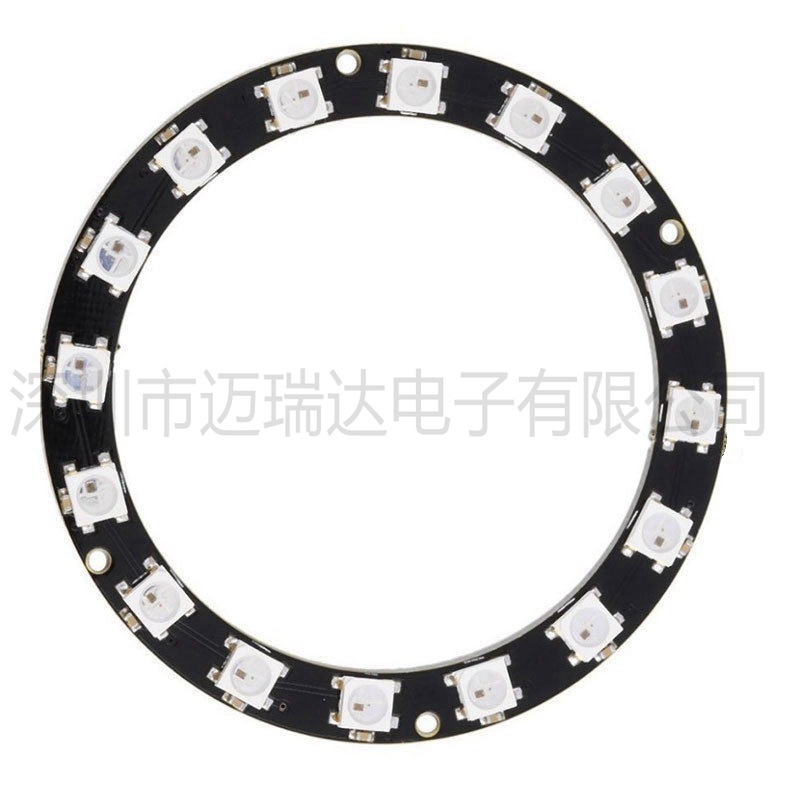 16位 WS2812 5050 RGB LED 智能全彩RGB环开发板-大环
