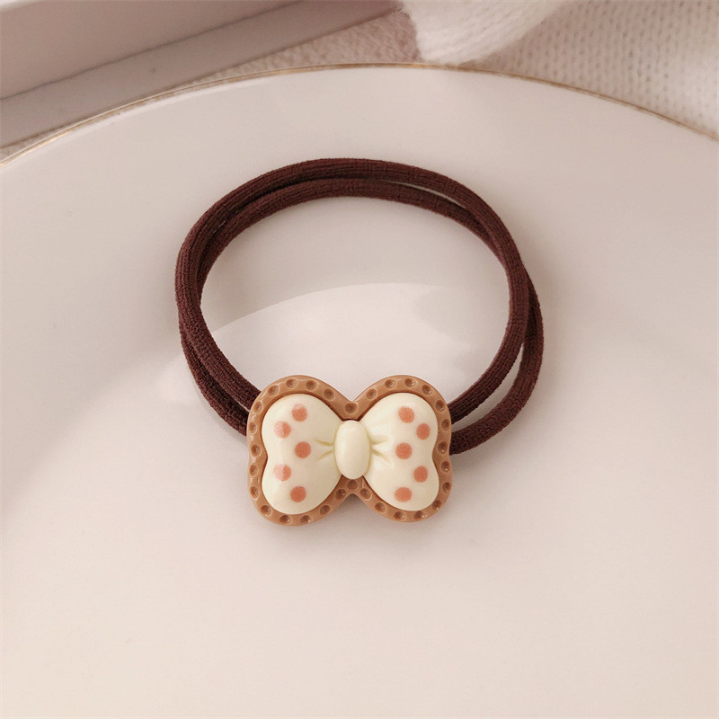 Te de leche ondulado punto arco anillo de cabello temperamento de alta calidad chica cuerda de cabello de cola de caballo universal banda de goma adornos para el cabello