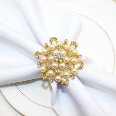 酒店餐具玫瑰花珍珠餐巾扣镶钻餐巾圈餐巾环口巾环厂家批发