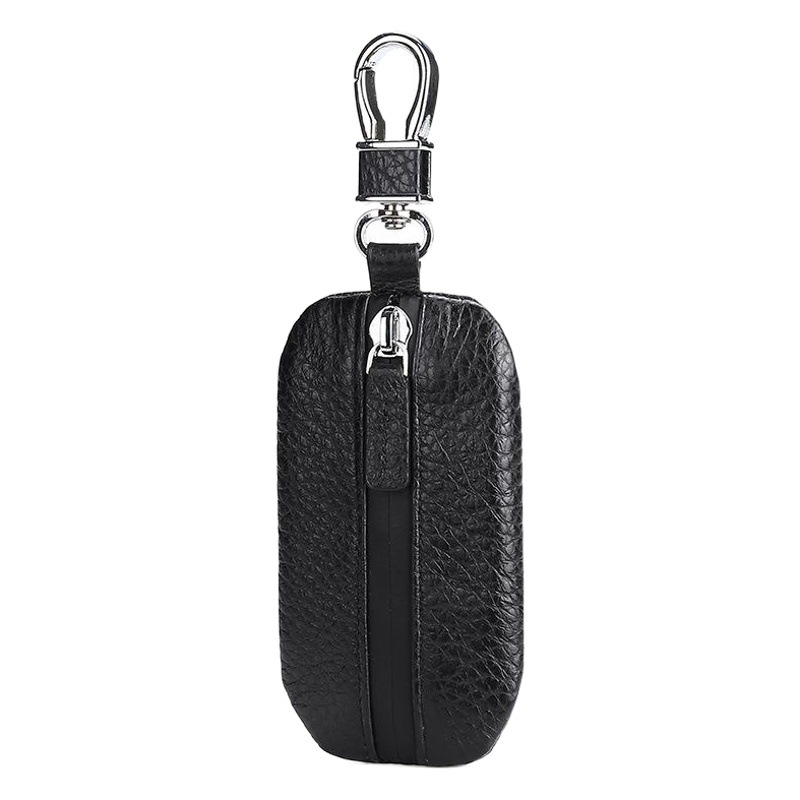 2020 new upgraded version of leather car key bag cowhide litchi pattern waterproof zipper car universal key cover
