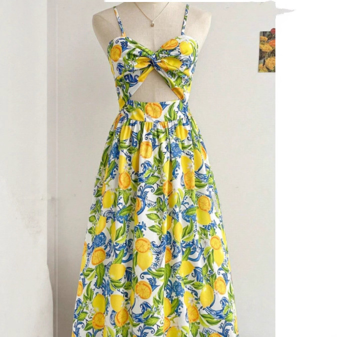 Amazon European and American Women's Fashion Sexy Spaghetti Strap Slim-Fit Elegant Dress 2026 Summer Retro Print Long Dress Amazon European and American Women's Fashion Sexy Spaghetti Strap Slim-Fit Elegant Dress 2026 Summer Retro Print Long Dress