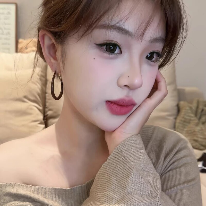 早秋复古美拉德棕咖色椭圆水滴耳环简约设计感耳圈耳钉显脸小耳饰|undefined