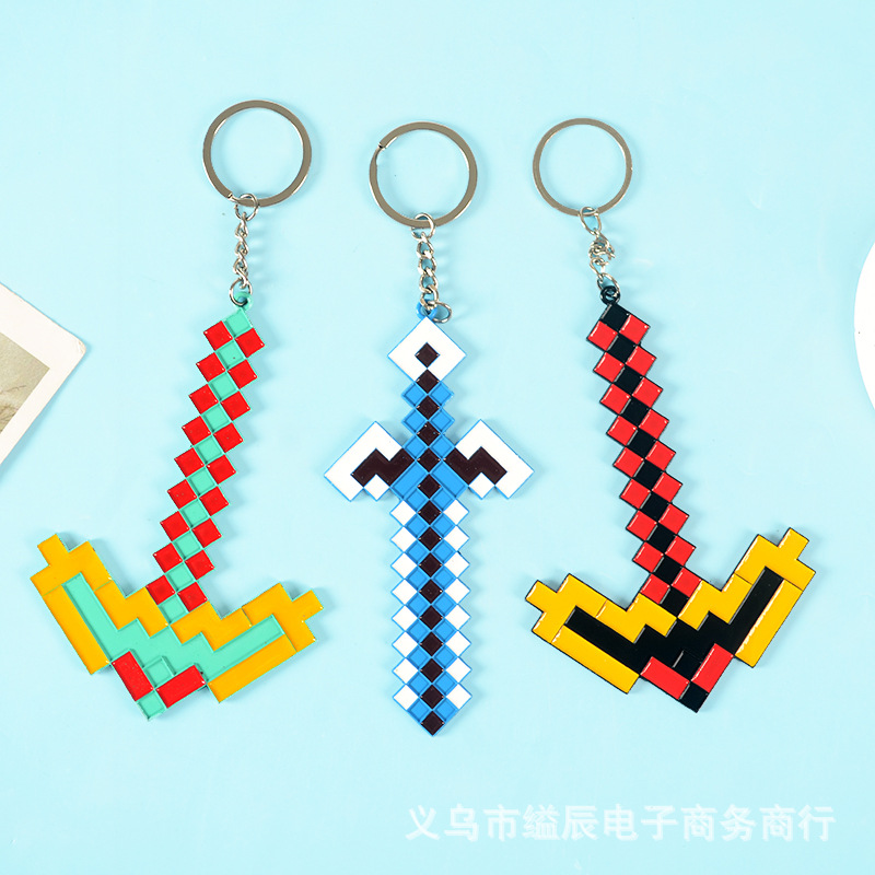 5 위안 12 합금 무기 펜던트 곡괭이 검 모델 키 체인 소년 장난감 매점 교수형 보드