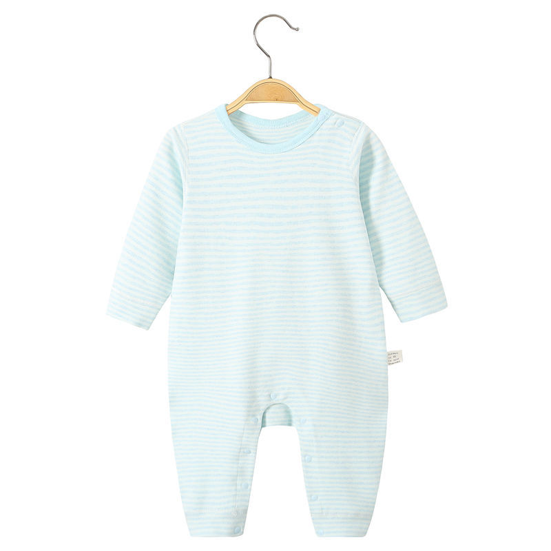 Round neck jumpsuit with blue stripes