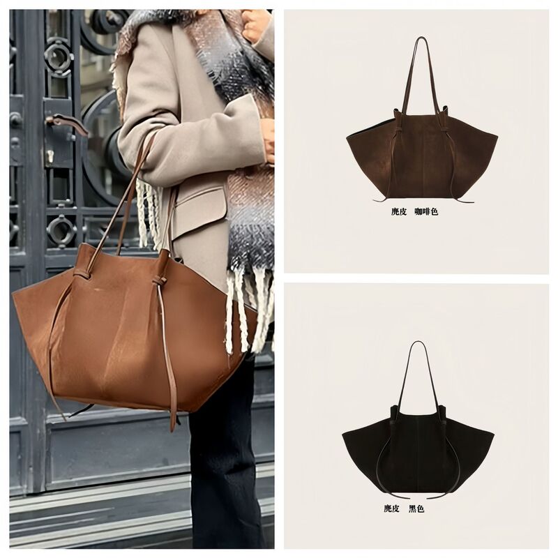 [Cross-Border Hot Style] Yuzefi Women's Shoulder Bag Frosted Suede Wing Bag Large Capacity Tote Bag