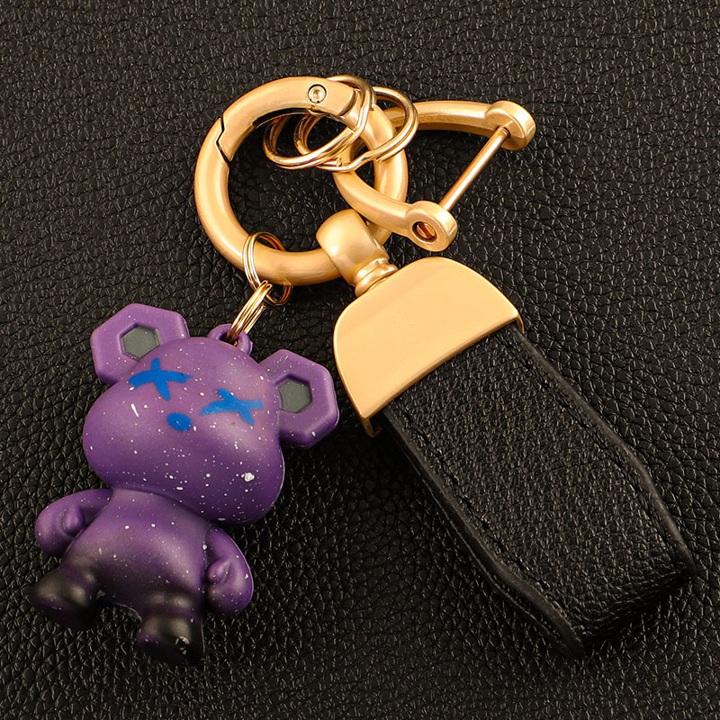 Llavero de coche transfronterizo osito INS macaron color violento llavero colgante bolso colgante llave