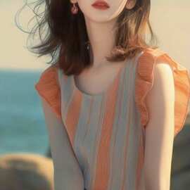2025夏季流行漂亮小衫洋气减龄法式气质绝美撞色条纹小飞袖衬衫女