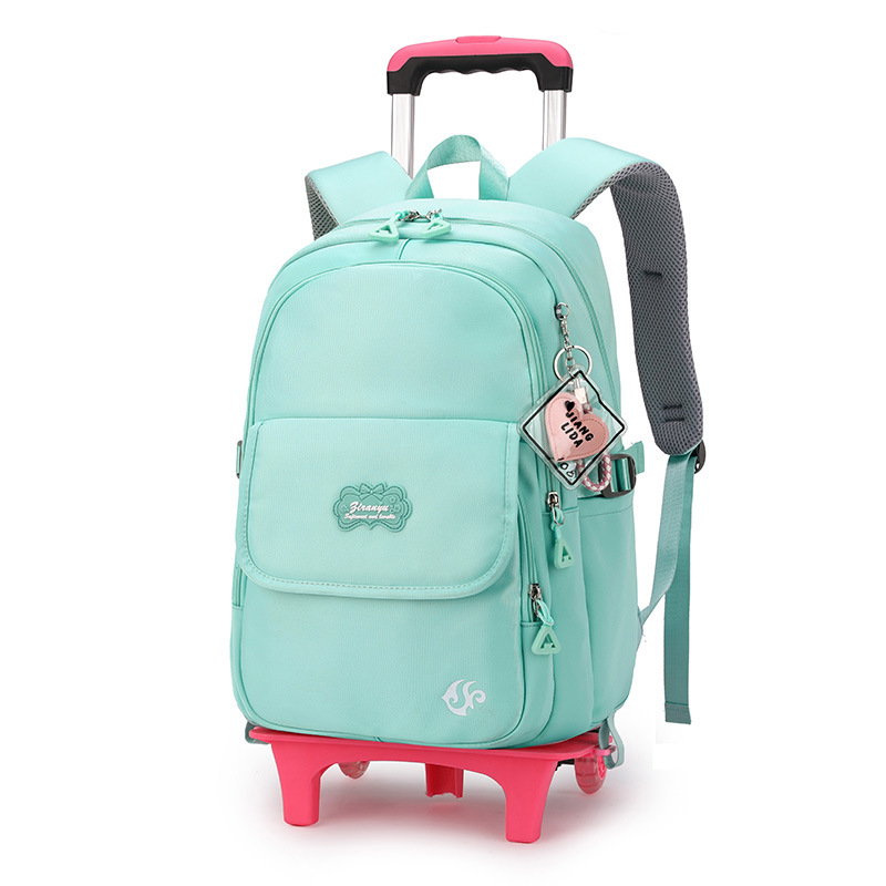 Peces naturales nuevo carro Escuela Primaria niñas color sólido estilo gran capacidad de reducción carga mochila desmontable