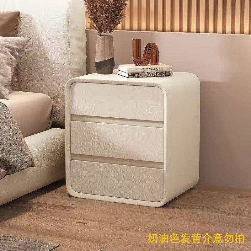 实木床头柜2025新款简约现代小型轻奢高级感奶油风卧室家用床边柜|undefined