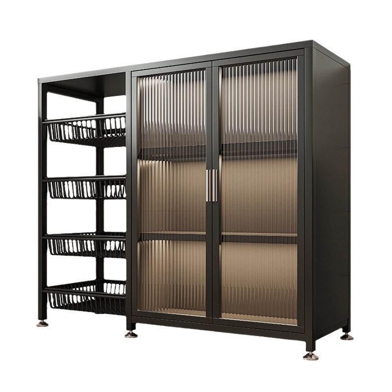 Estantes de cocina, gabinetes de almacenamiento multicapa de piso a techo, gabinetes domésticos contra la pared con puertas, hornos microondas, gabinetes de horno, gabinetes de almacenamiento