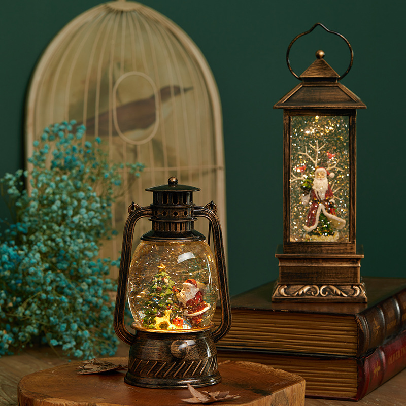 Decoraciones de Navidad escritorio con luces Decoraciones de cristal fantásticas caja de música caja de música regalos de Navidad