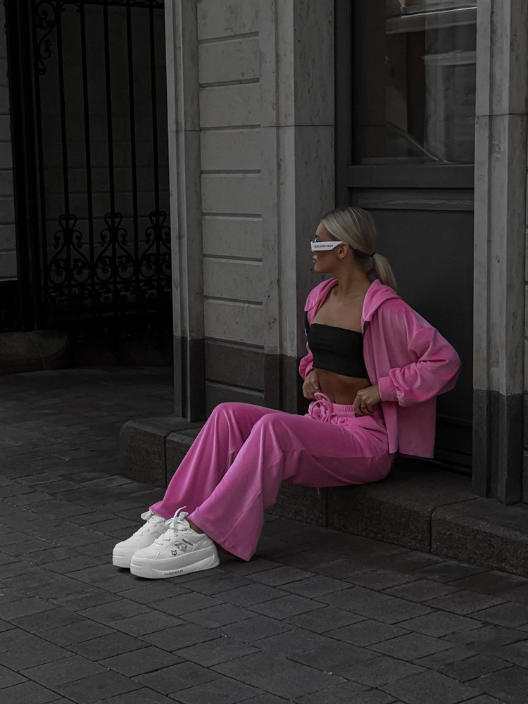 2025 European And American Foreign Trade Casual Autumn Women's Solid Color Sleeve Cardigan Hooded Top Sports Long Pants_ecoleips.com